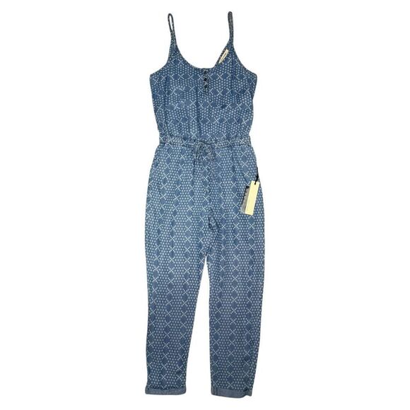 Life in Progress Women’s Medium Jumpsuit Romper Geometric Pattern Blue NEW - Picture 2 of 8